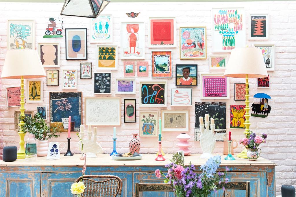 salon maison Londres décoration colorée
