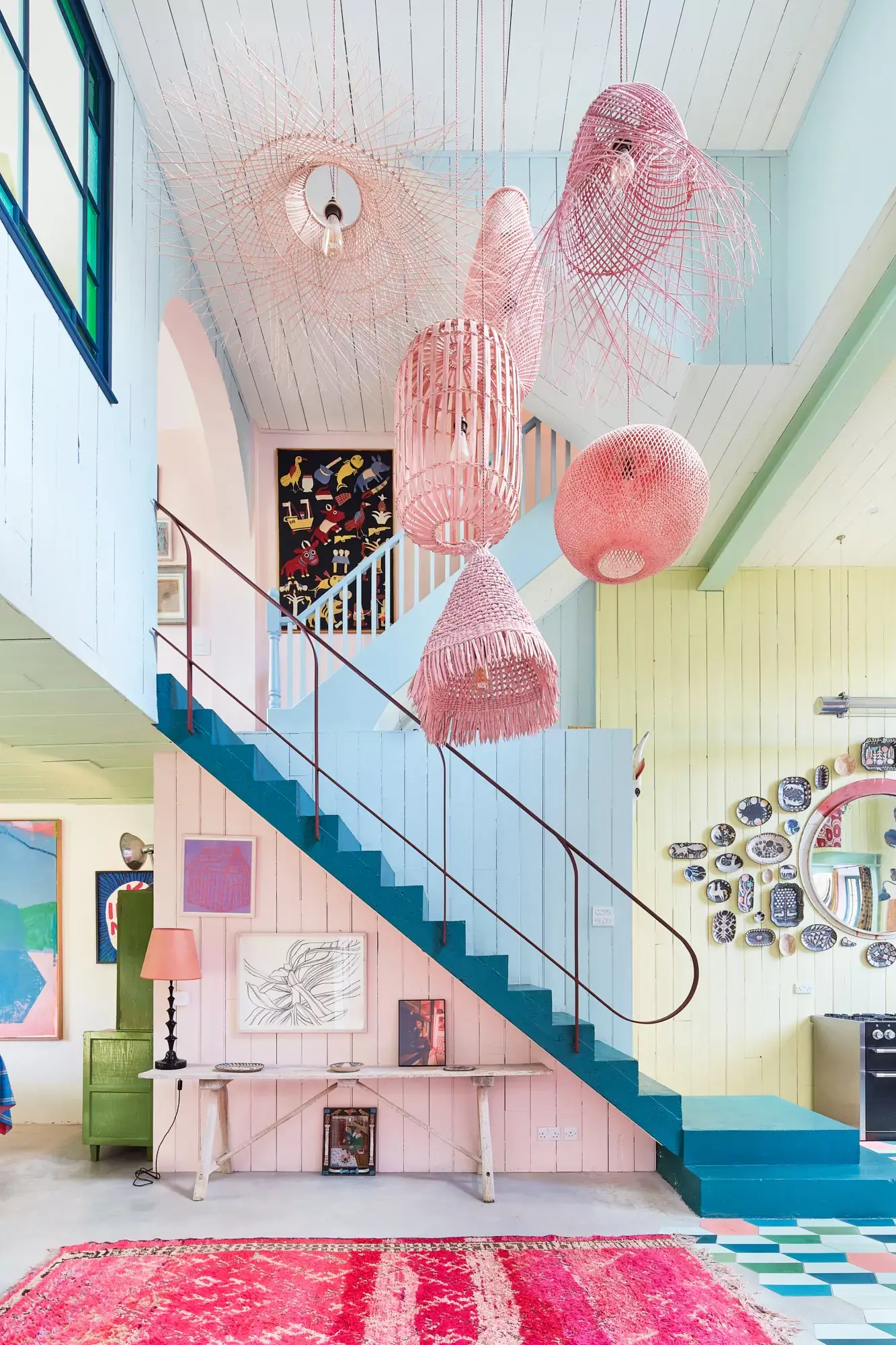 salon maison Londres décoration colorée