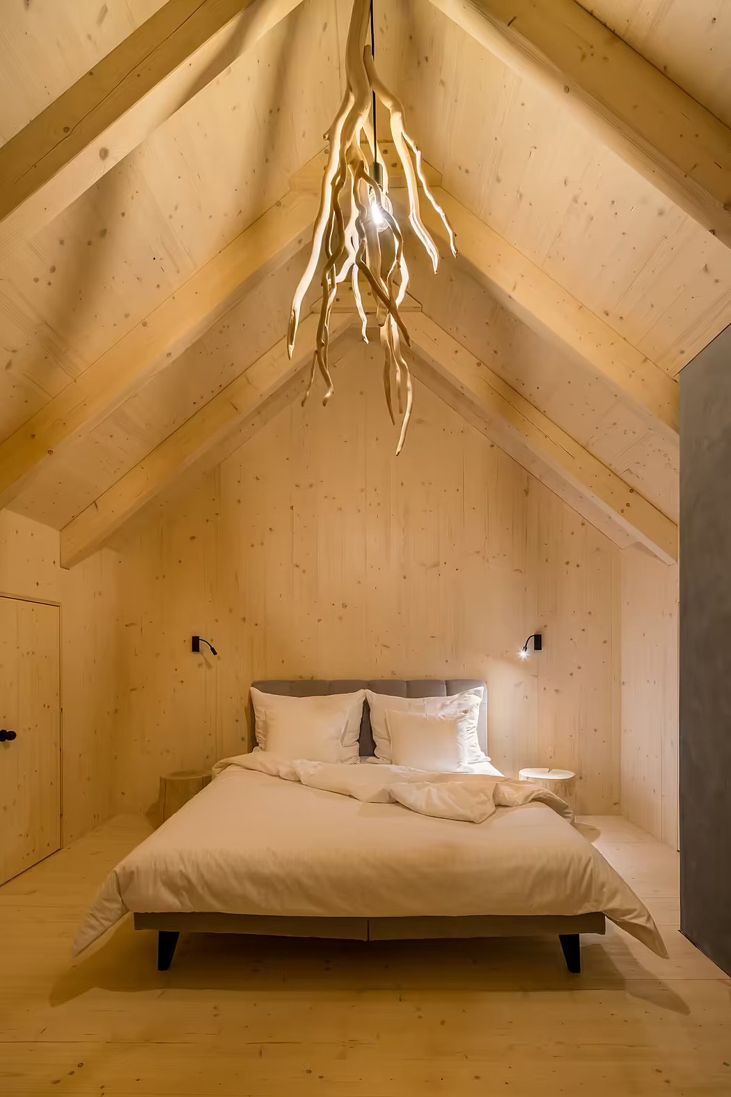 chambre mansardée maison en bois Hytta