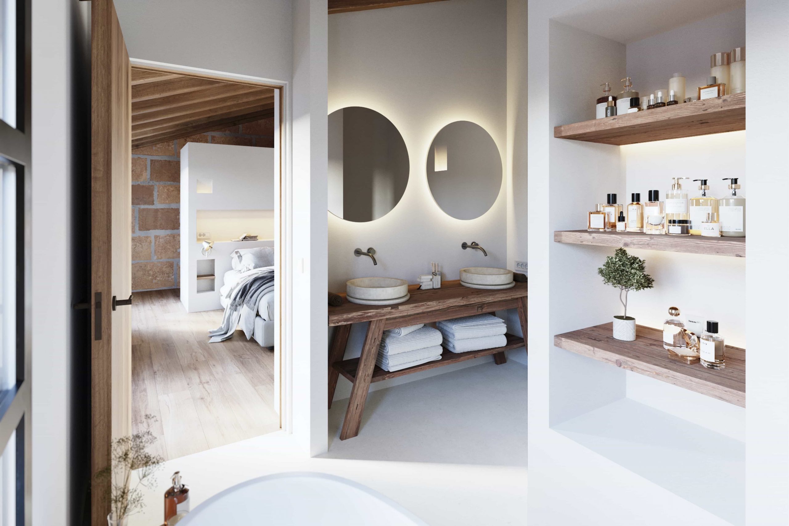 chambre avec salle de bain décoration contemporaine