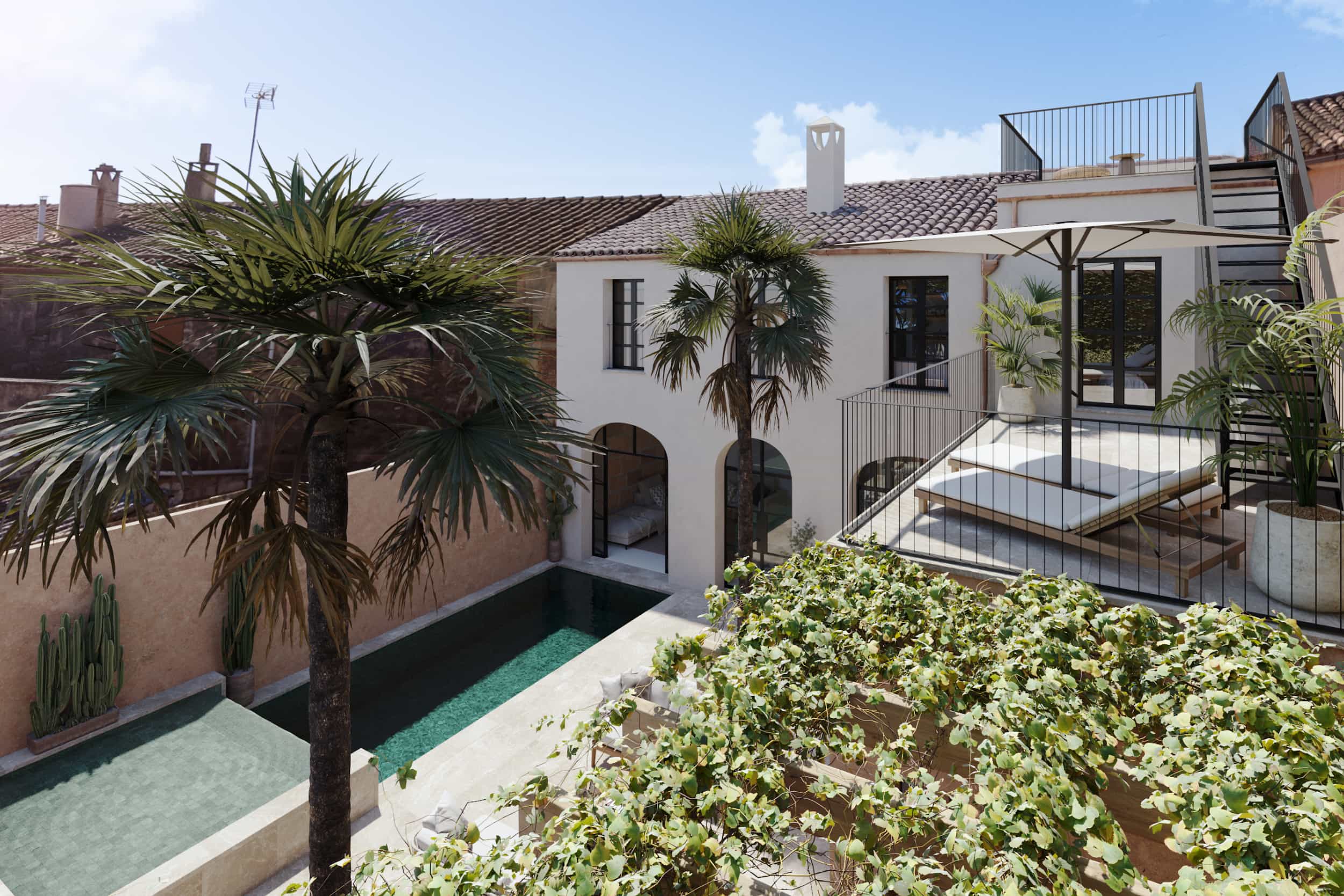 maison de ville Majorque avec patio et piscine