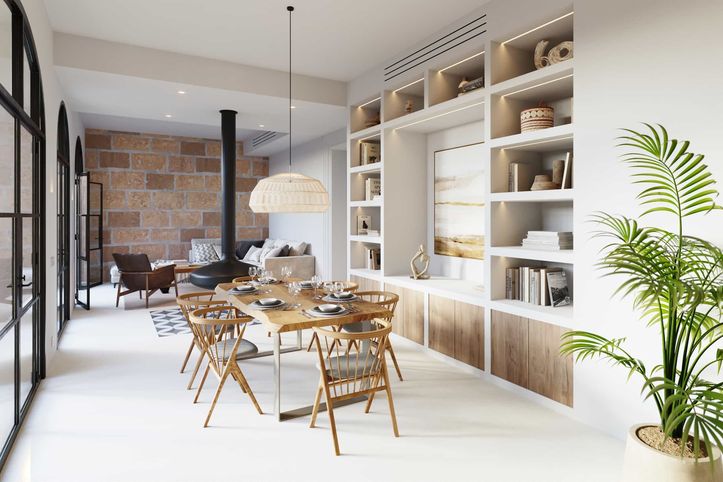 salon avec cheminée Gyrofocus de Focus décoration contemporaine