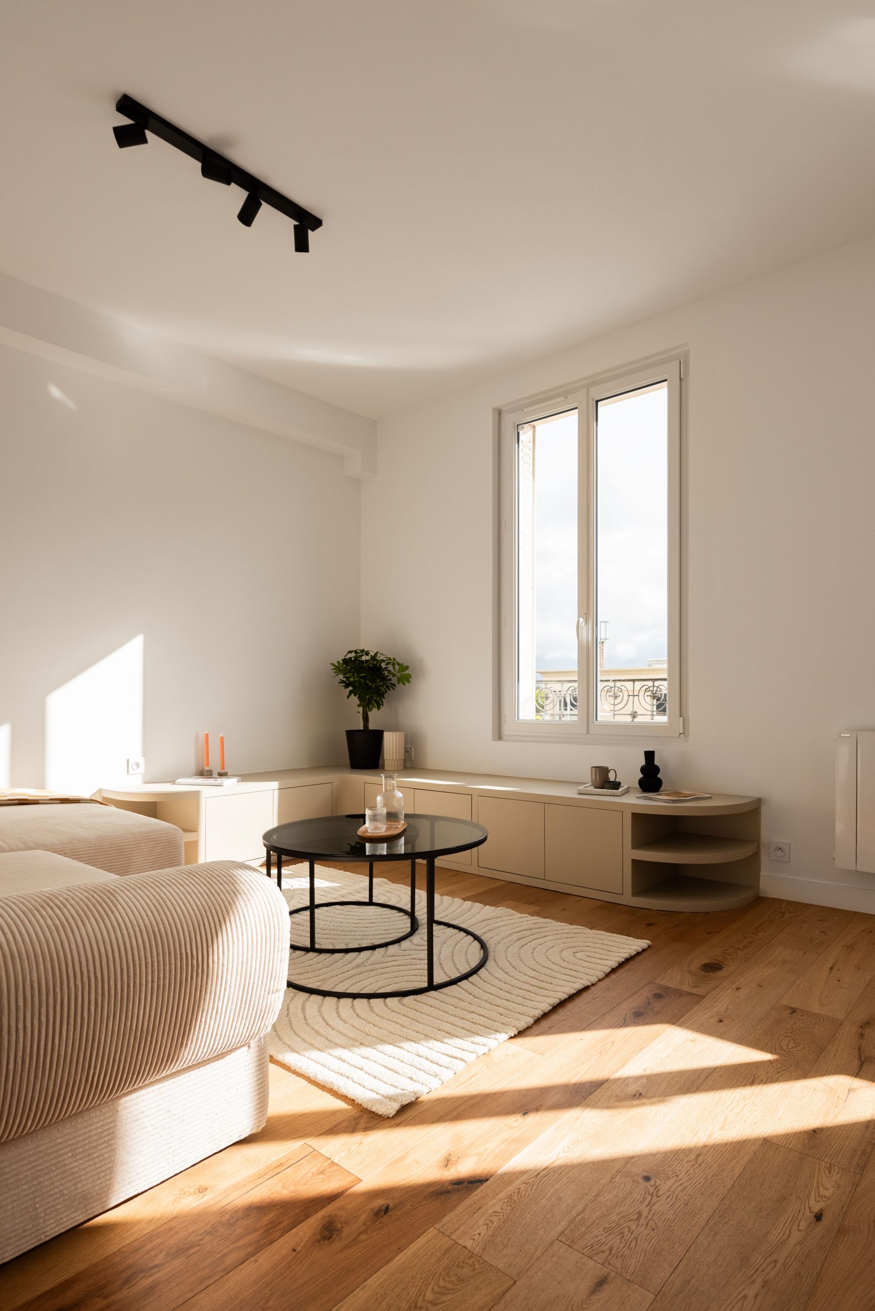 salon décoration naturelle appartement 45m2 Paris