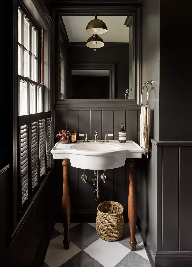 salle d salle d'eau couleur gris anthracite style vintage