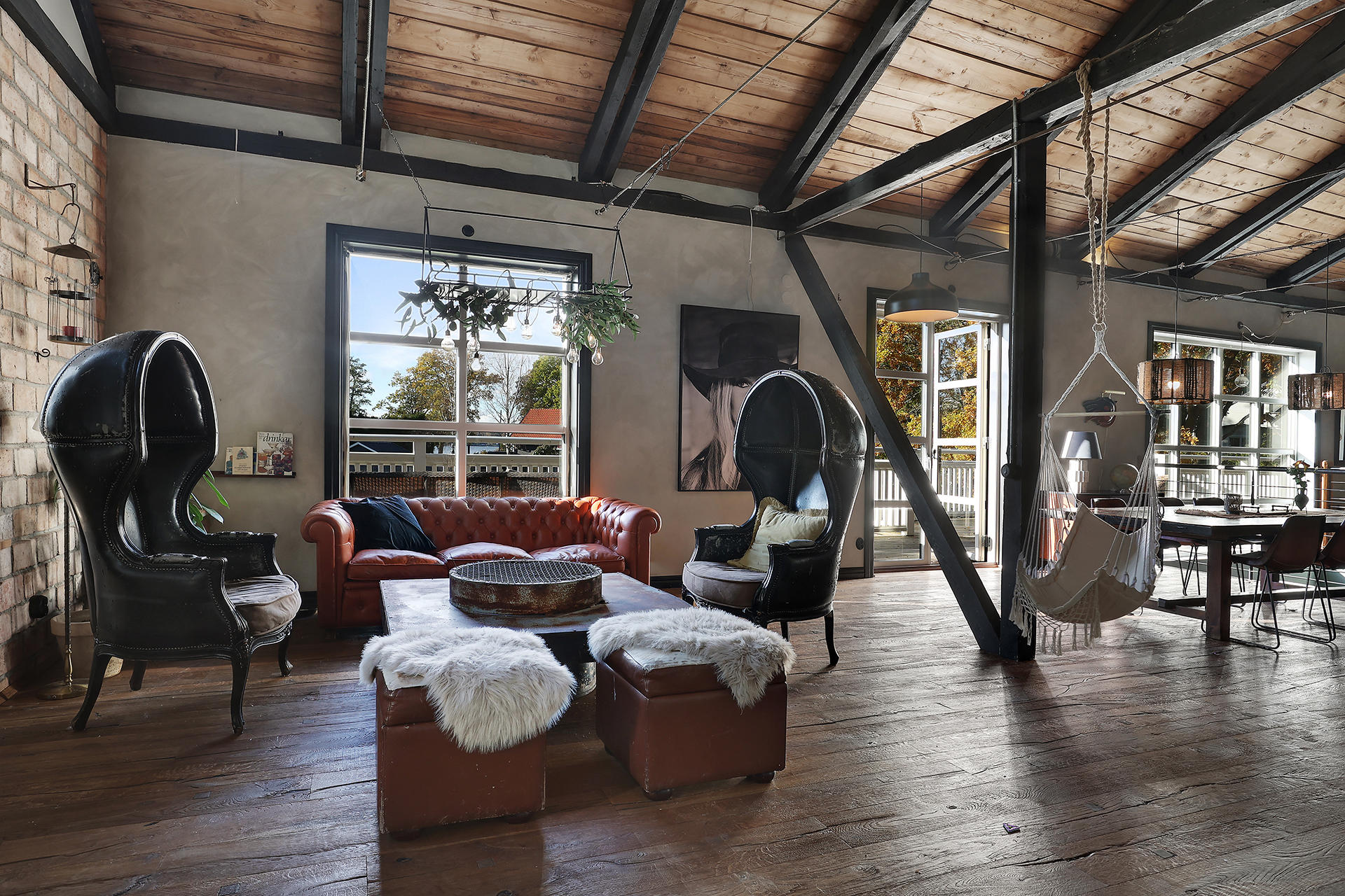 salon maison en bois