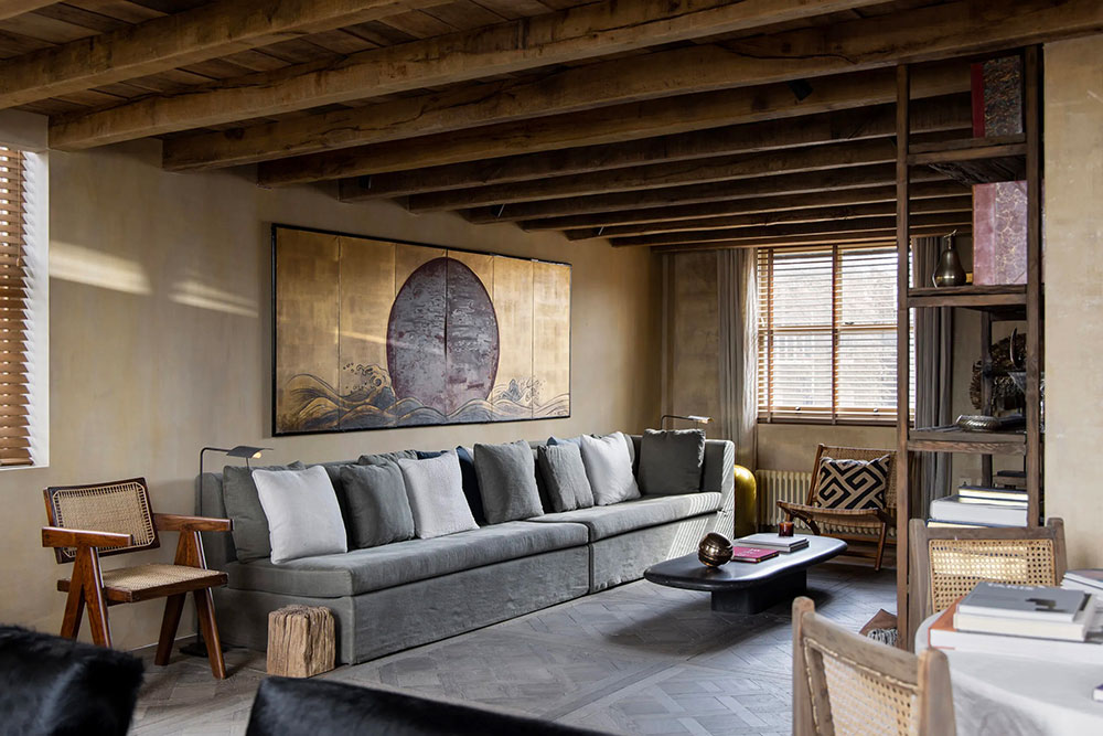 salon décoration contemporaine sous mezzanine