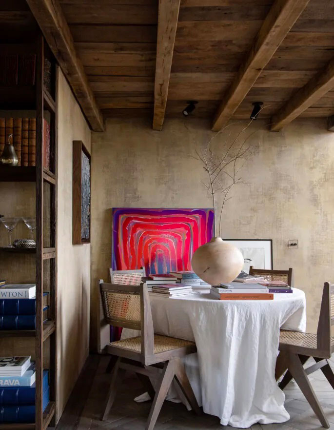 salle à manger plafond bois