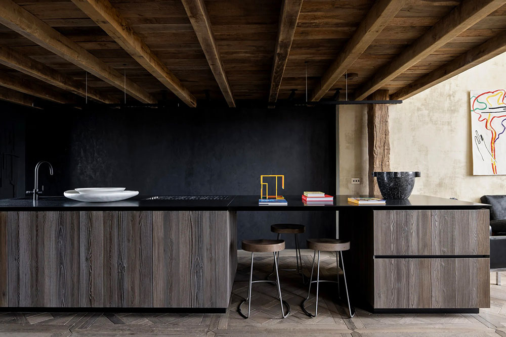cuisine bois sombre décoration contemporaine