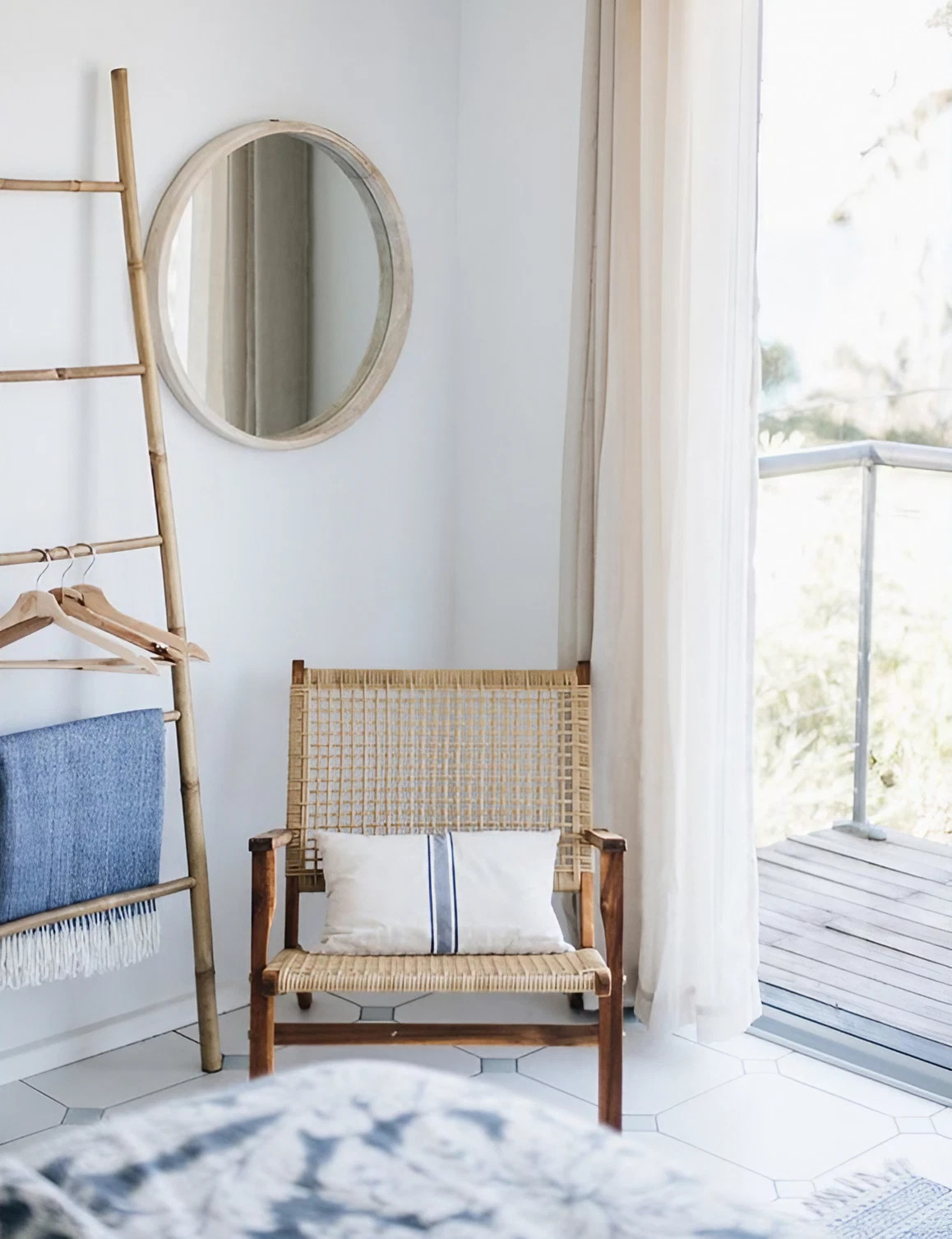 chambre décoration blanche et naturelle maison de plage Australie chambre décoration blanche et naturelle maison de plage Australie
