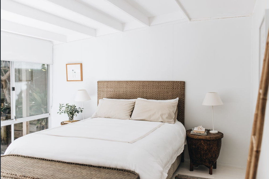 chambre décoration blanche et naturelle maison de plage Australie chambre décoration blanche et naturelle maison de plage Australie