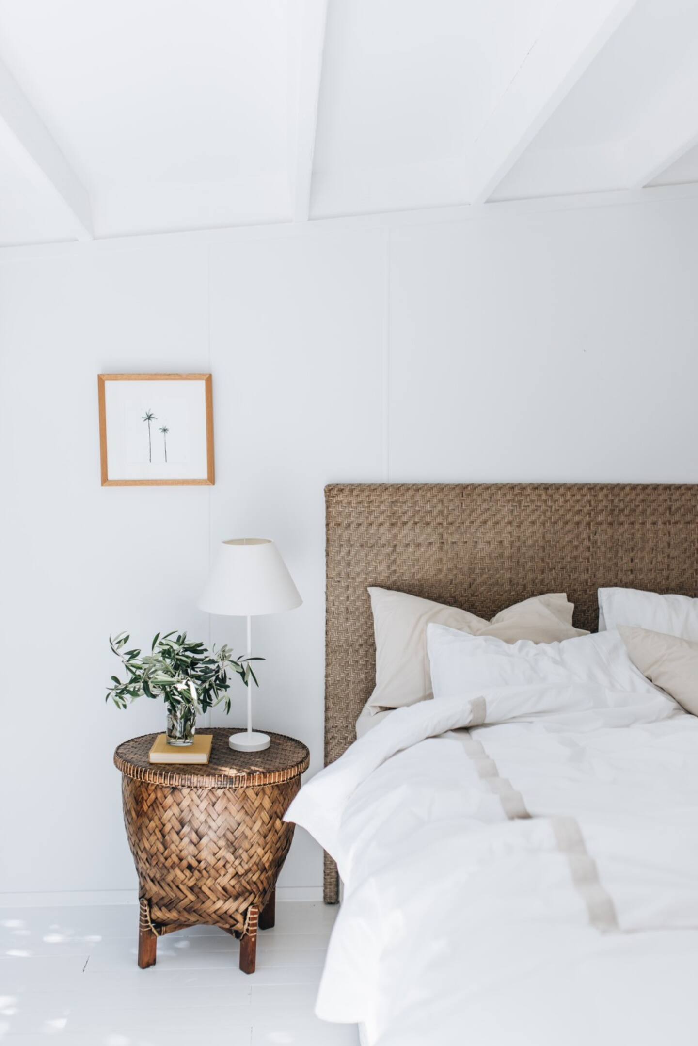 chambre décoration blanche et naturelle maison de plage Australie chambre décoration blanche et naturelle maison de plage Australie