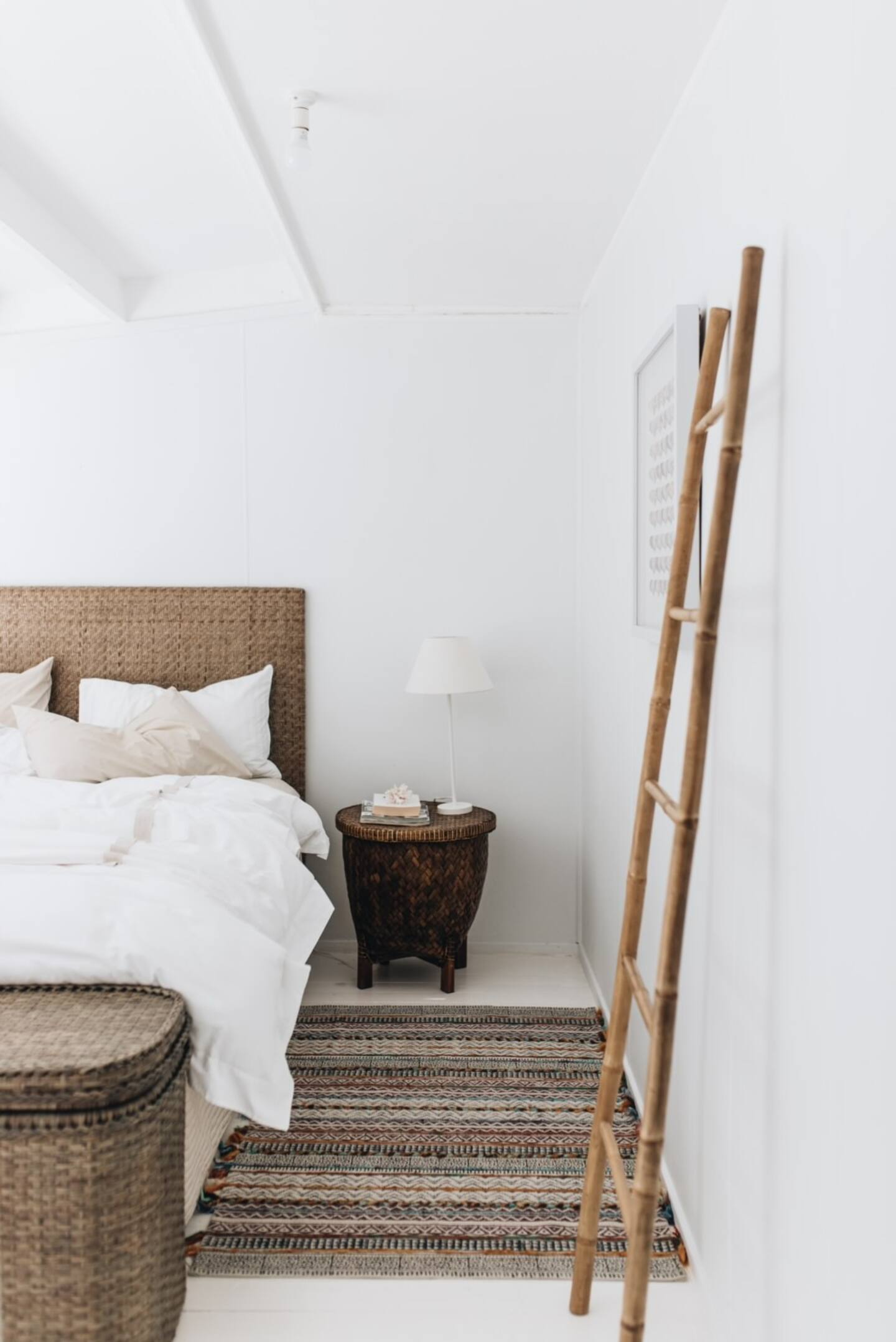 chambre décoration blanche et naturelle maison de plage Australie chambre décoration blanche et naturelle maison de plage Australie