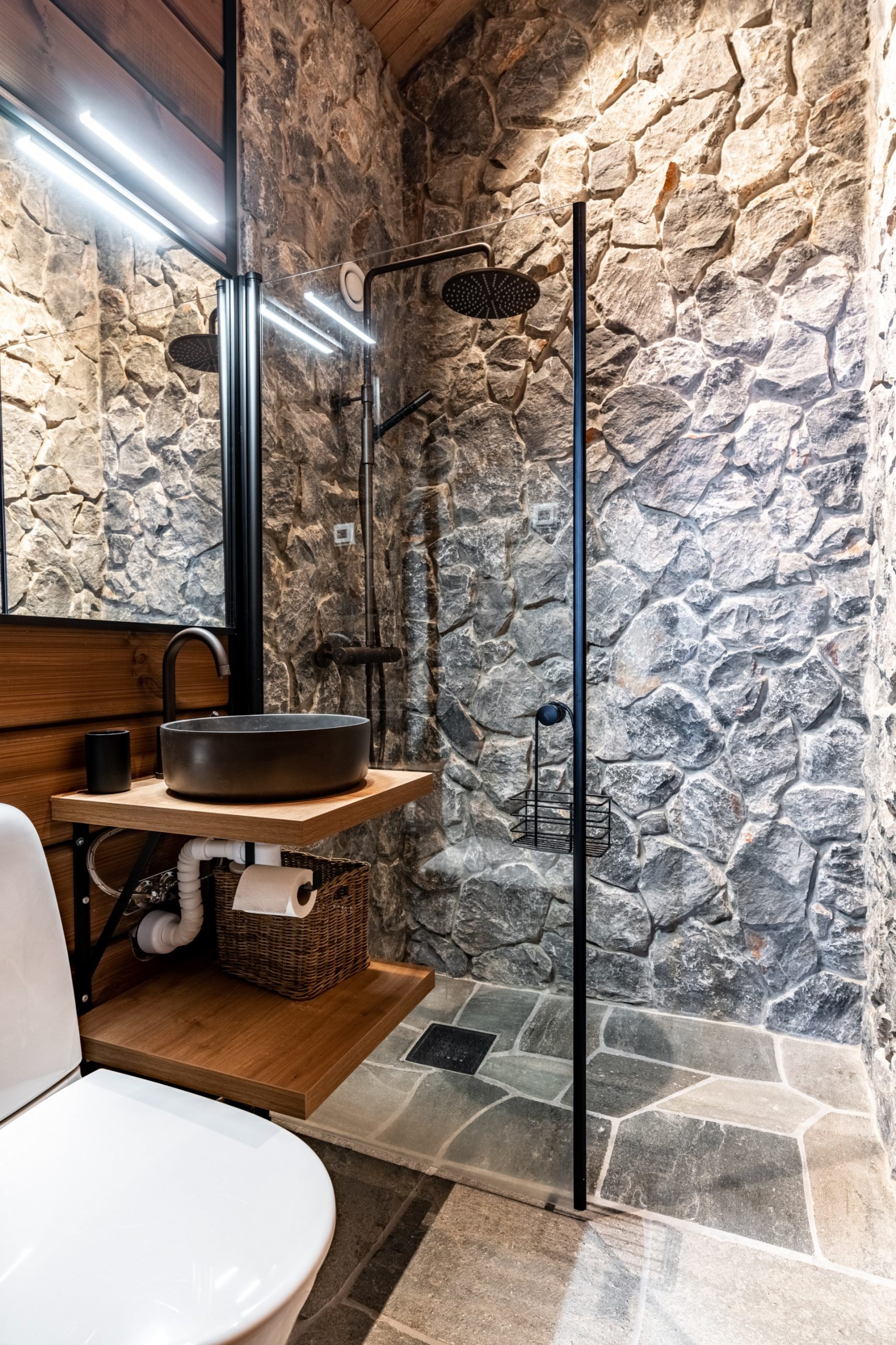salle de bain bois et pierre décoration montagne salle de bain bois et pierre décoration montagne