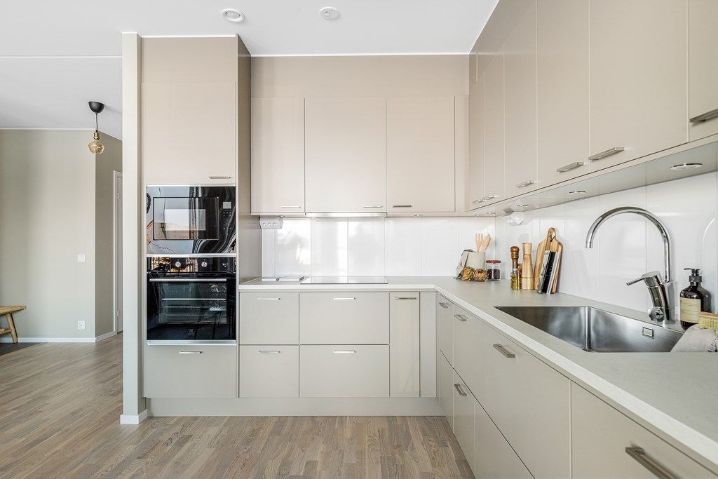 cuisine beige design en angle cuisine beige design en angle