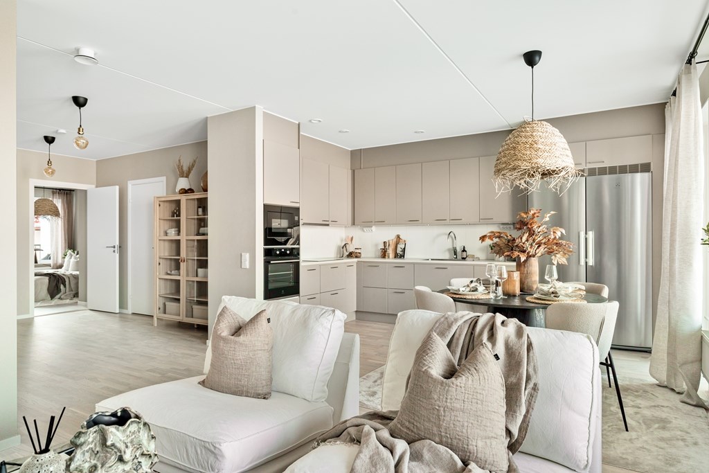 salon avec cuisine ouverte décoration scandinave et design beige salon avec cuisine ouverte décoration scandinave et design beige