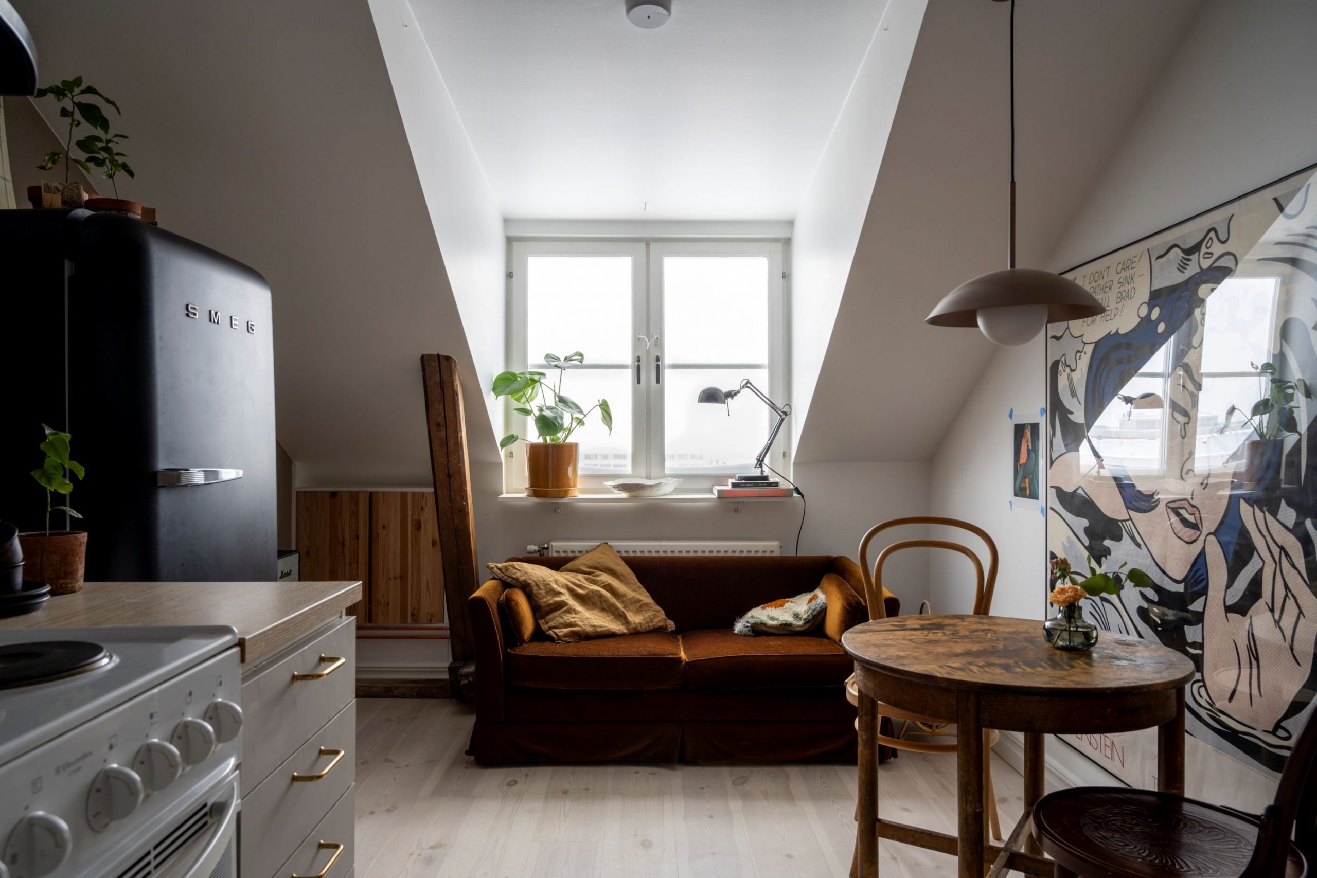cuisine deux-pièces de 45m2 mansardé décoration scandinave