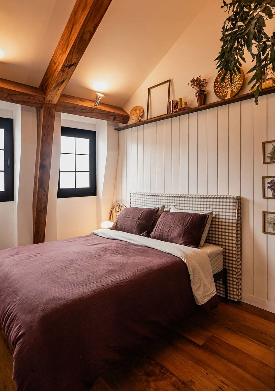 chambre avec poutres décoration rustique chic