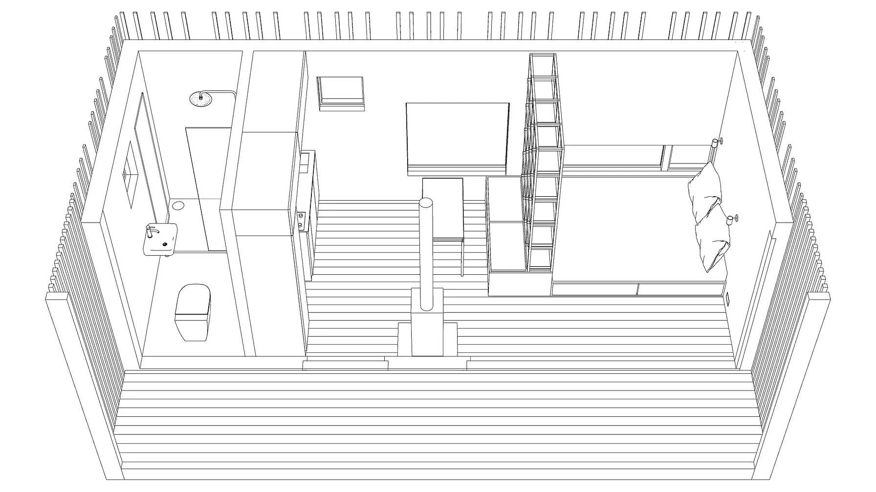 plan mini maison en bois 18m2 KONGA M