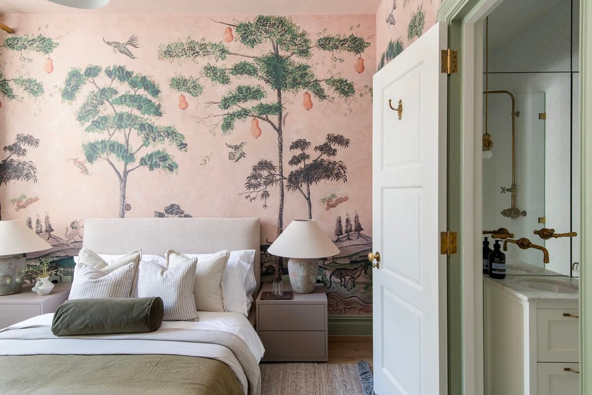 chambre papier-peint végétal rose chambre papier-peint végétal rose