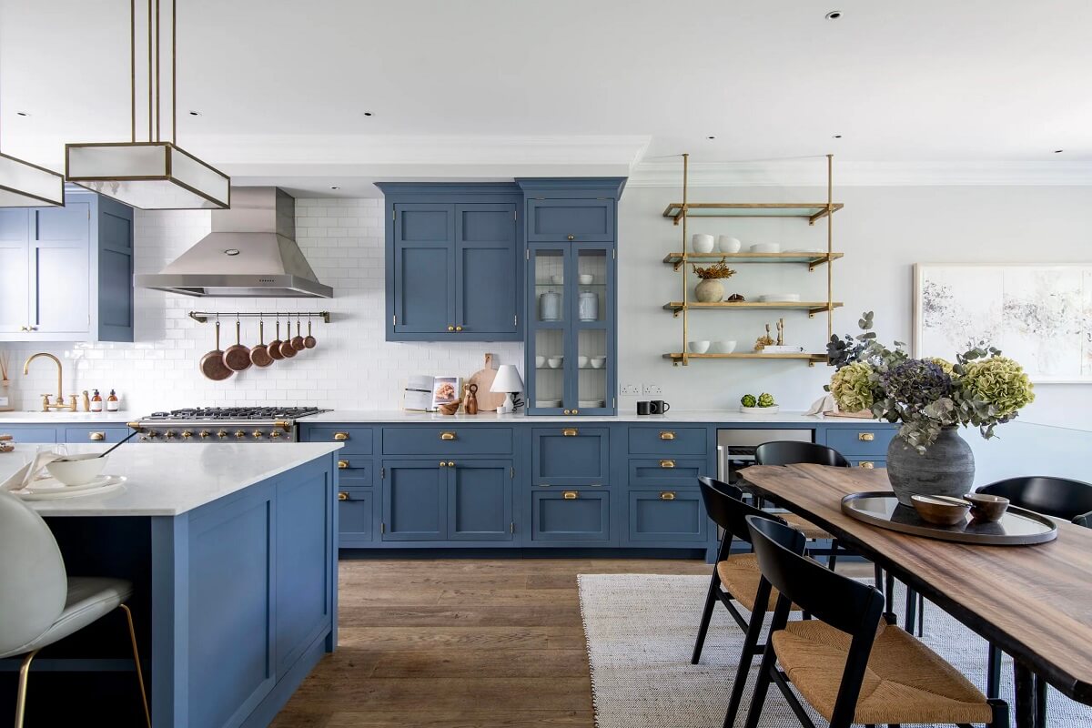 cuisine bleue shaker décoration contemporaine cuisine bleue shaker décoration contemporaine