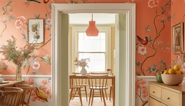 salon avec papier-peint fleuri salon avec papier-peint fleuri