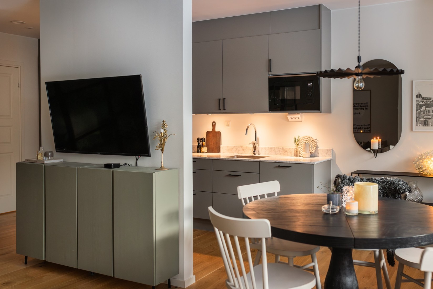 cuisine semi-ouverte deux-pièces de 45m2 optimisé