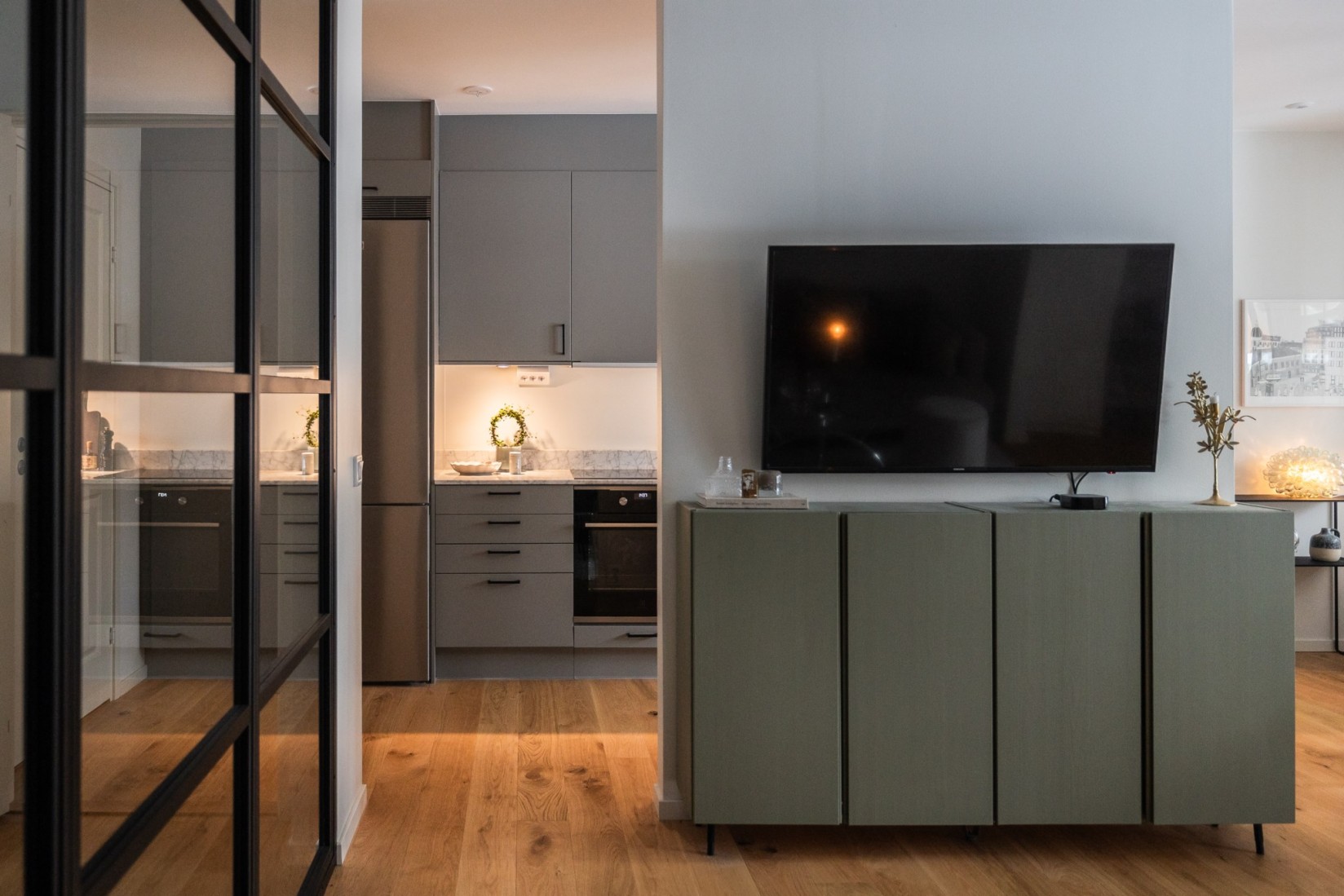 cuisine semi-fermée deux-pièces de 45m2 optimisé
