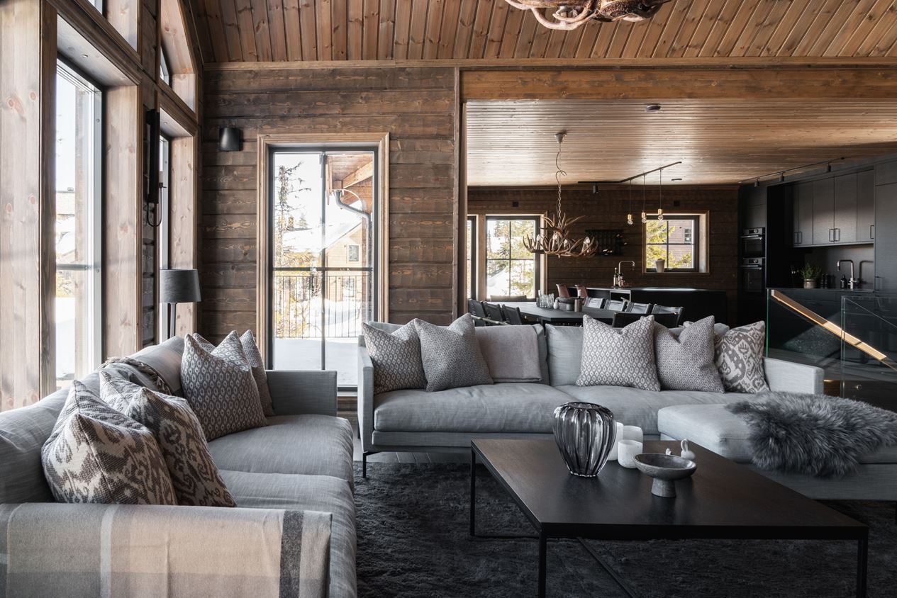 salon maison en bois chalet à la montagne