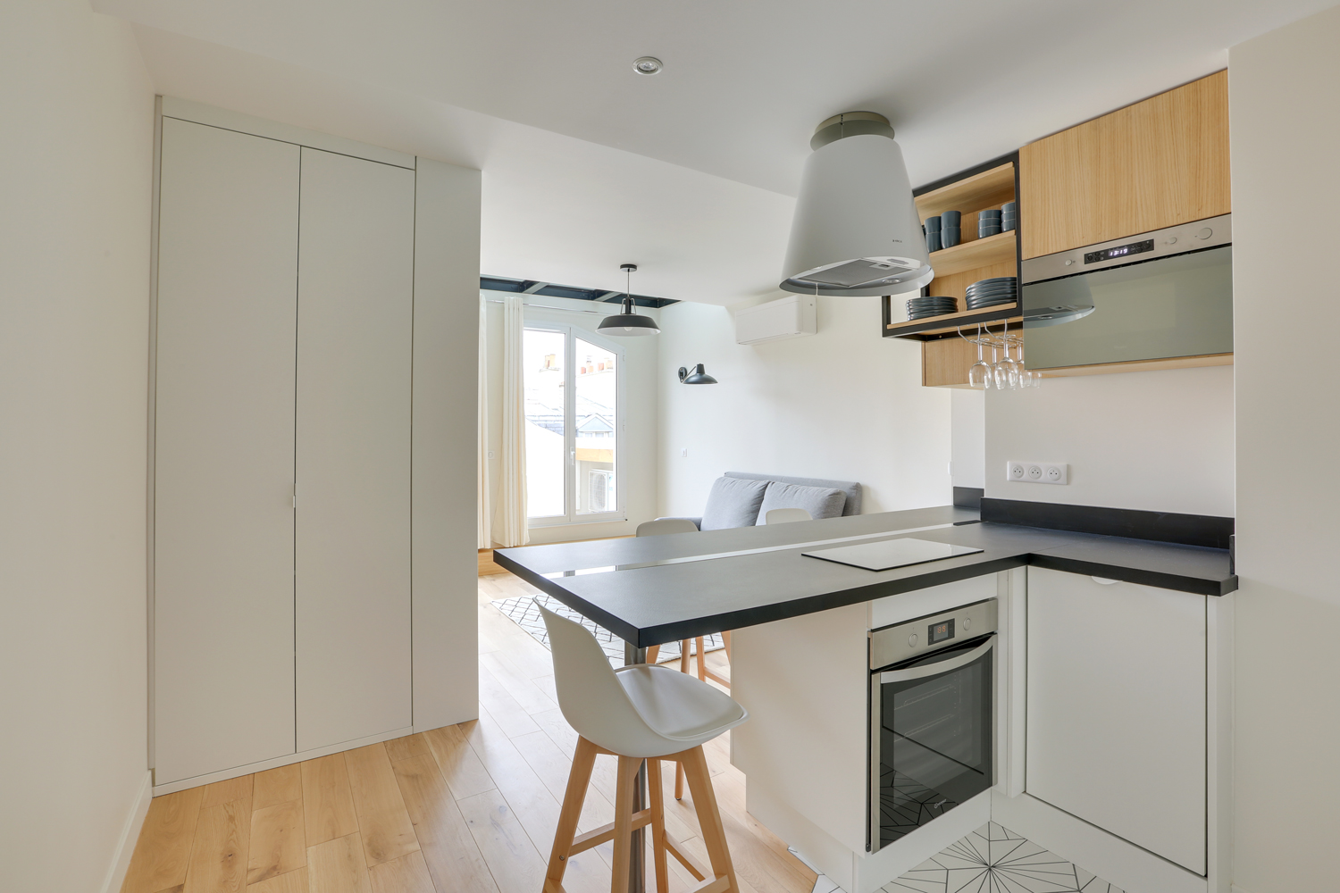 cuisine et salon appartement 38m2 Paris en duplex cuisine et salon appartement 38m2 Paris en duplex