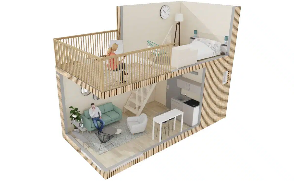 vue 3Dmini maison française 30m2 vue 3Dmini maison française 30m2