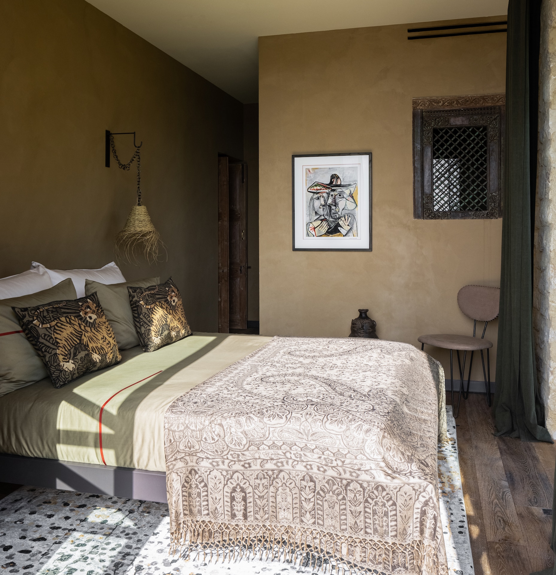 chambre murs kaki