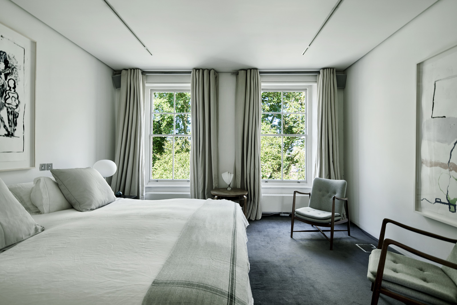 chambre décoration blanche maison agrandie Londres avec extension contemporaine chambre décoration blanche maison agrandie Londres avec extension contemporaine