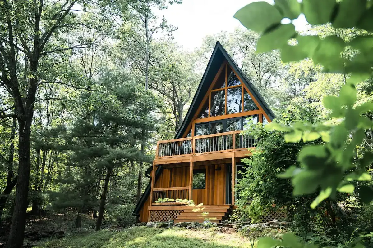 maison A Frame vallée de l'Hudson Airbnb Instagram