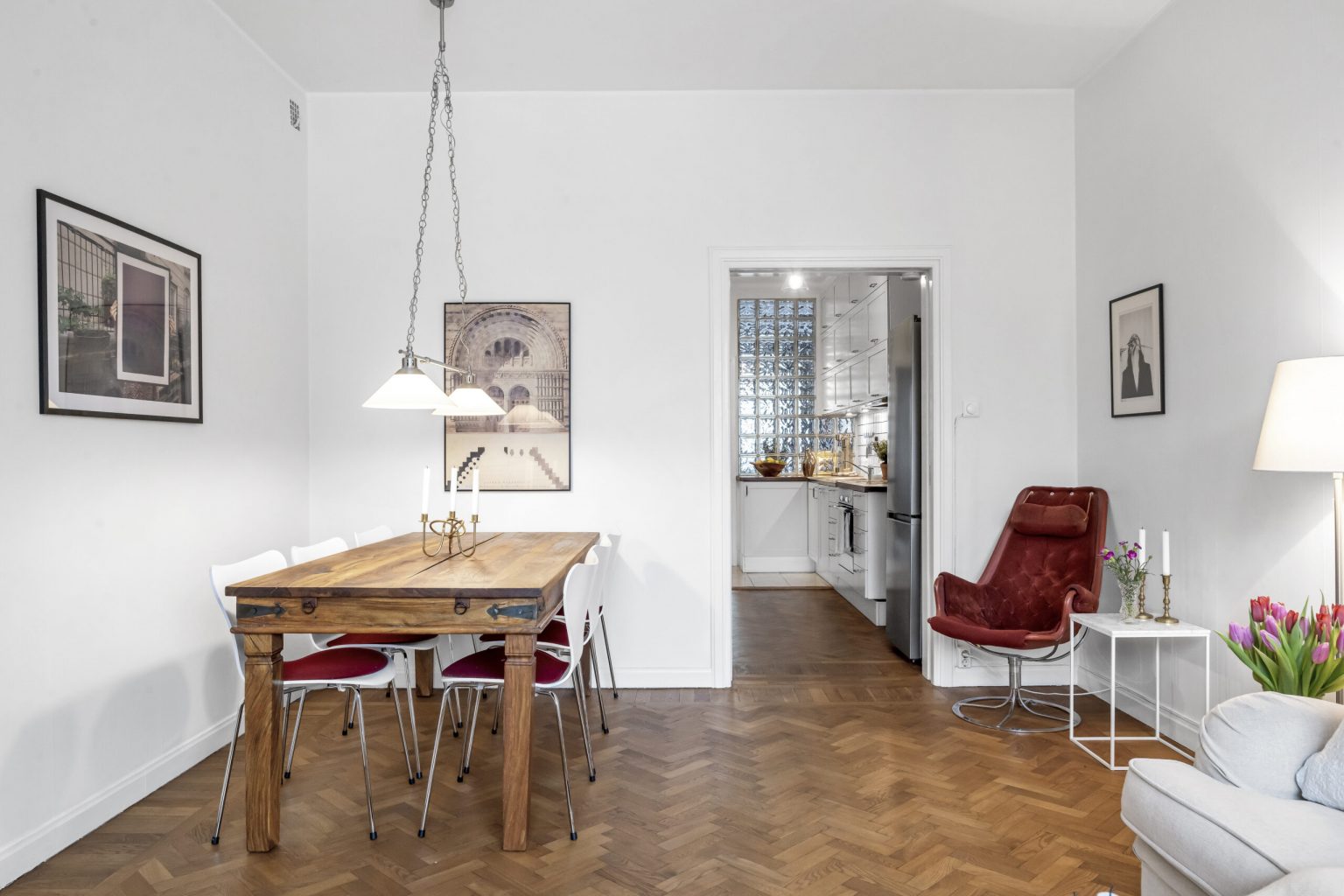 salon avec salle à manger décoration scandinave