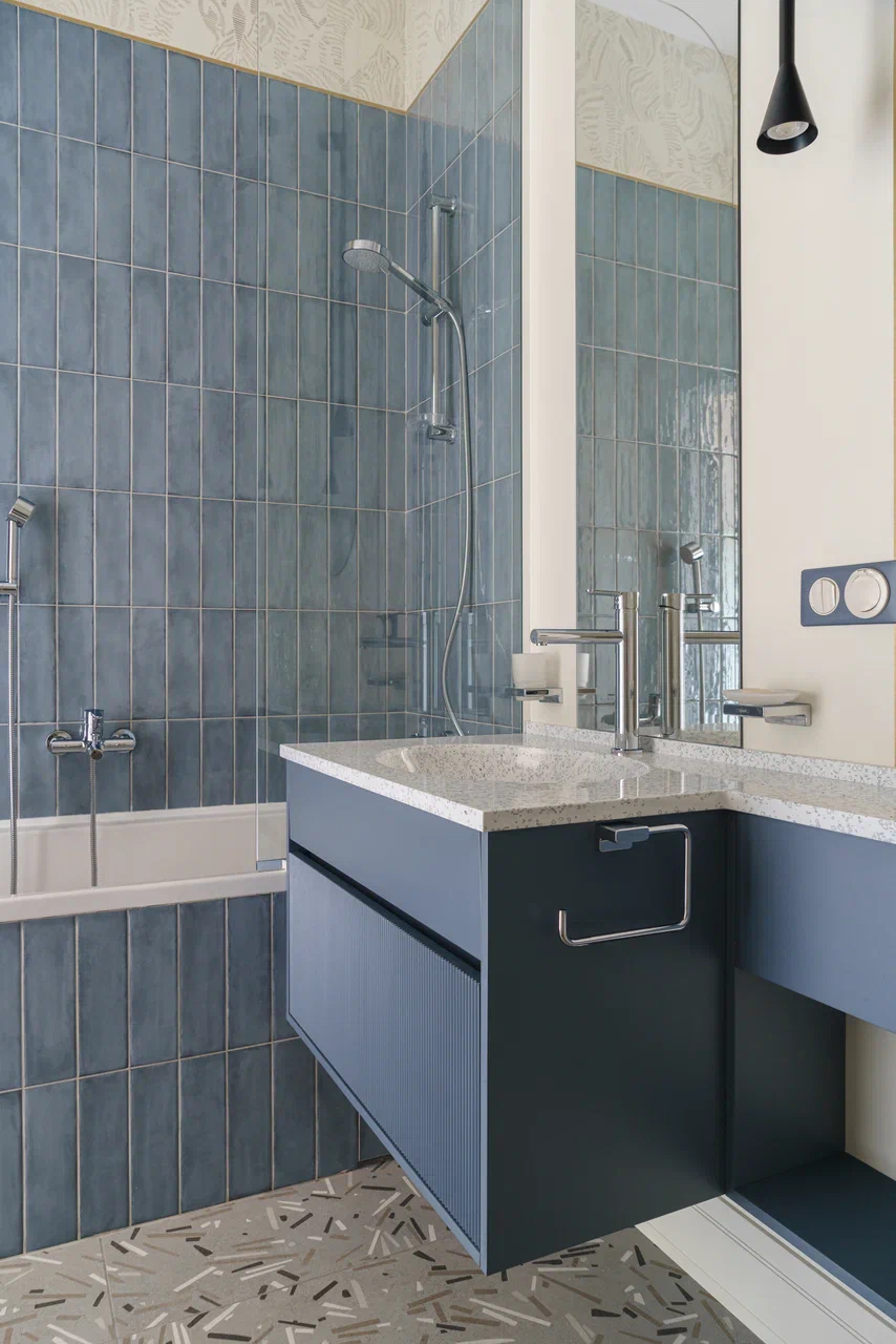 salle de bain bleue décoration contemporaine salle de bain bleue décoration contemporaine