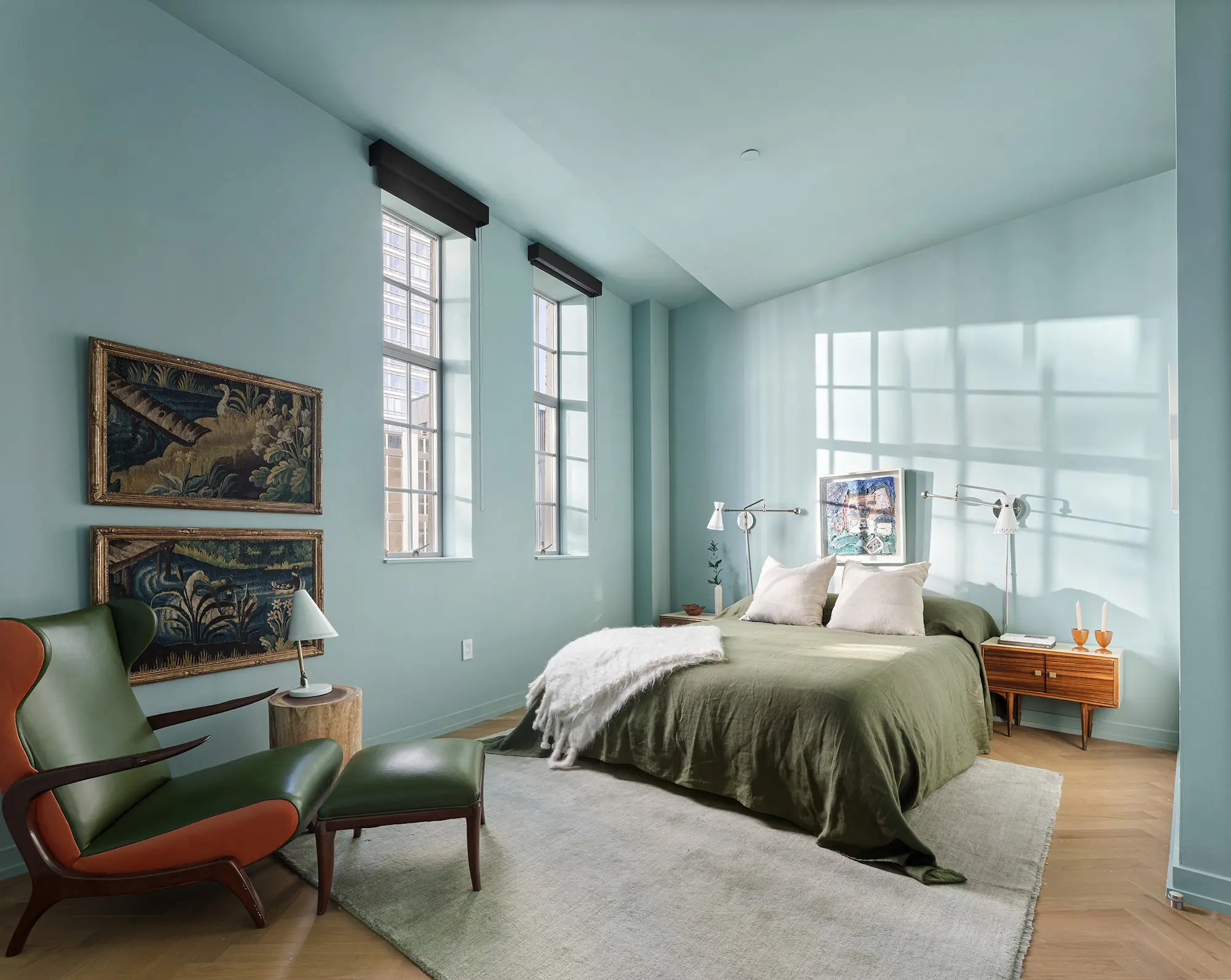 chambre bleue appartement chambre bleue appartement' New York décoration contemporaine