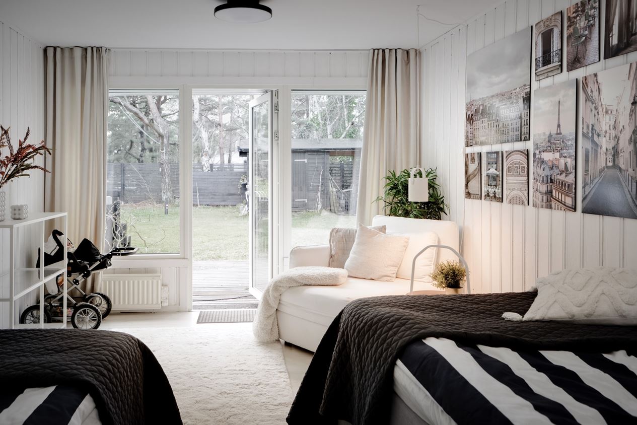 chambre décoration scandinave noire et blanche