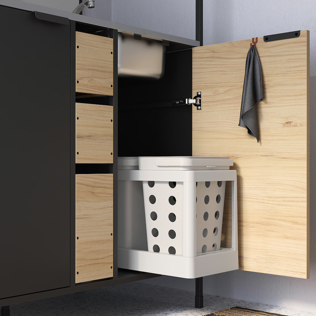 poubelle tri sélectif dans kitchenette