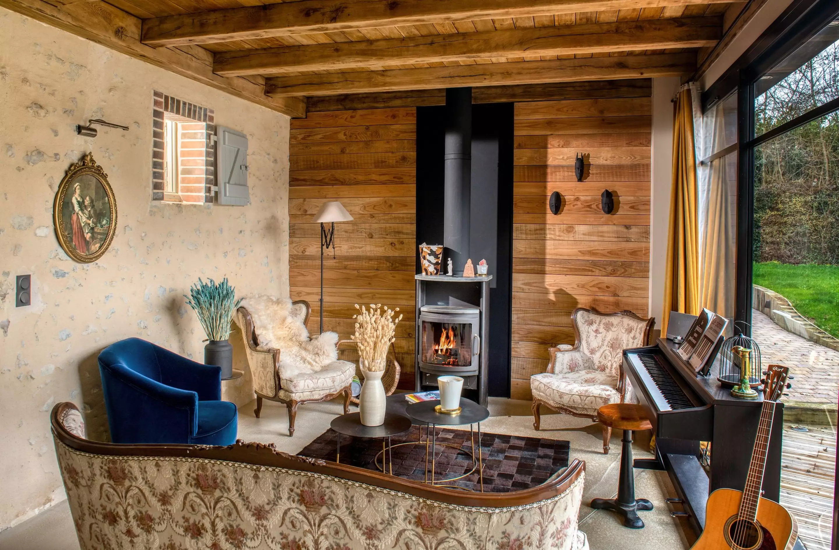 salon maison en bois décoration rustique chic Villa Martinière salon maison en bois décoration rustique chic Villa Martinière