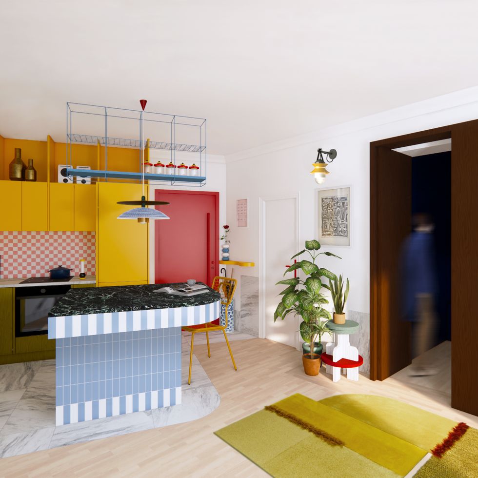 appartement 35m2 décoration design colorée style Memphis appartement 35m2 décoration design colorée style Memphis