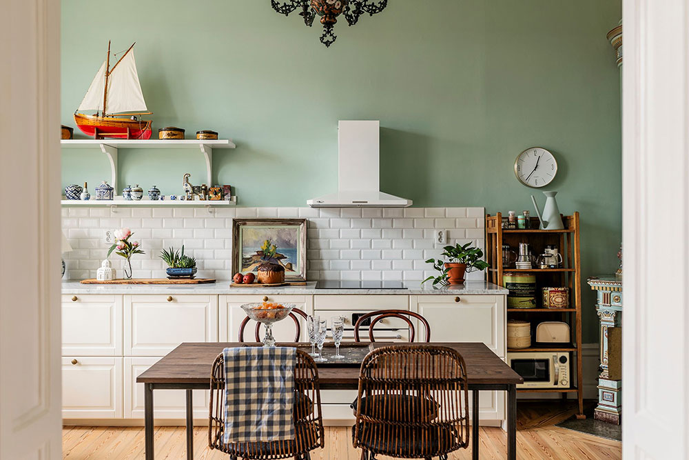 cuisine mur vert