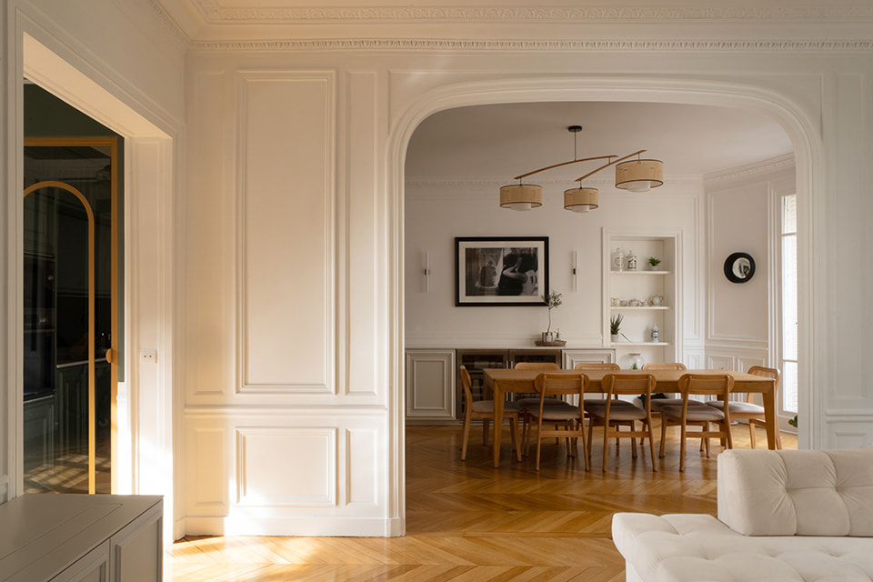 salon appartement haussmannien rénové Paris salon appartement haussmannien rénové Paris