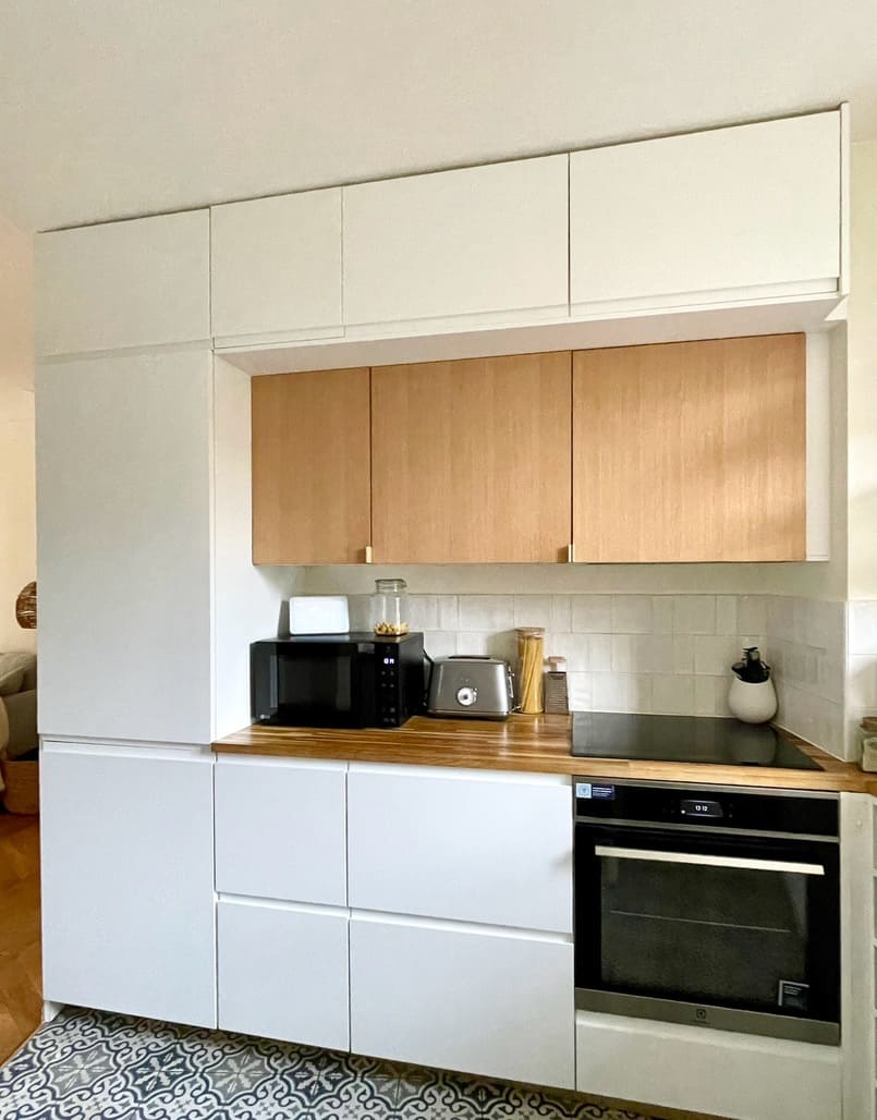 cuisine décoration contemporaine appartement rénové près de Paris par Charlotte Gille de Happy Pog