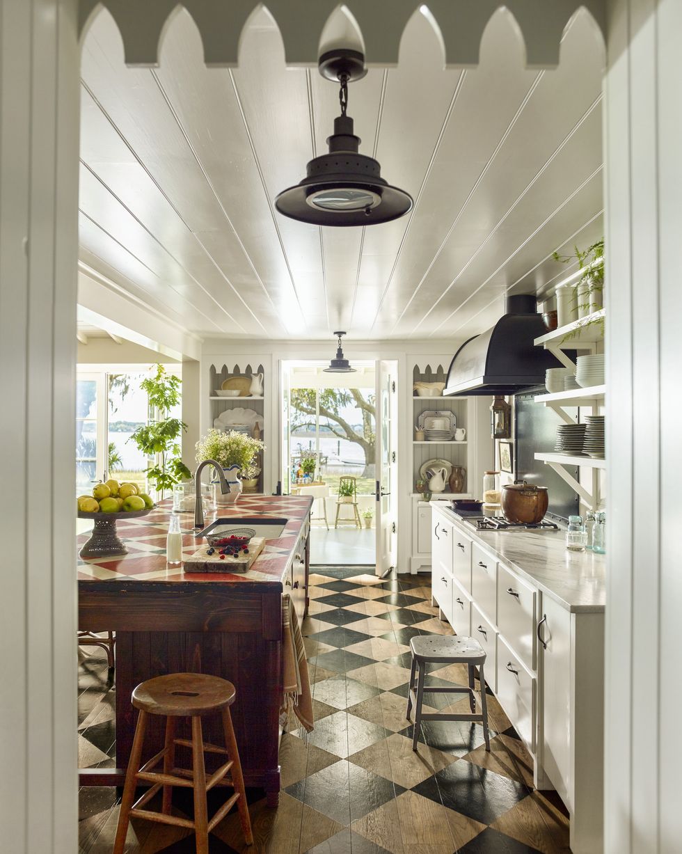 cuisine avec sol à damier décoration rustique chic cuisine avec sol à damier décoration rustique chic