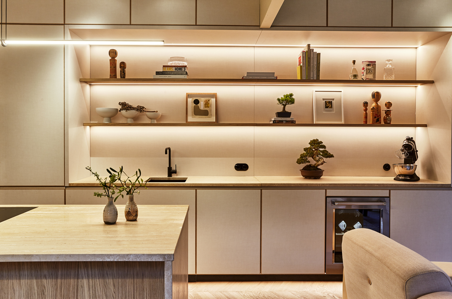 cuisine ouverte maison bois préfabriquée 60m2