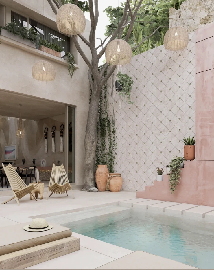 maison avec patio et piscine