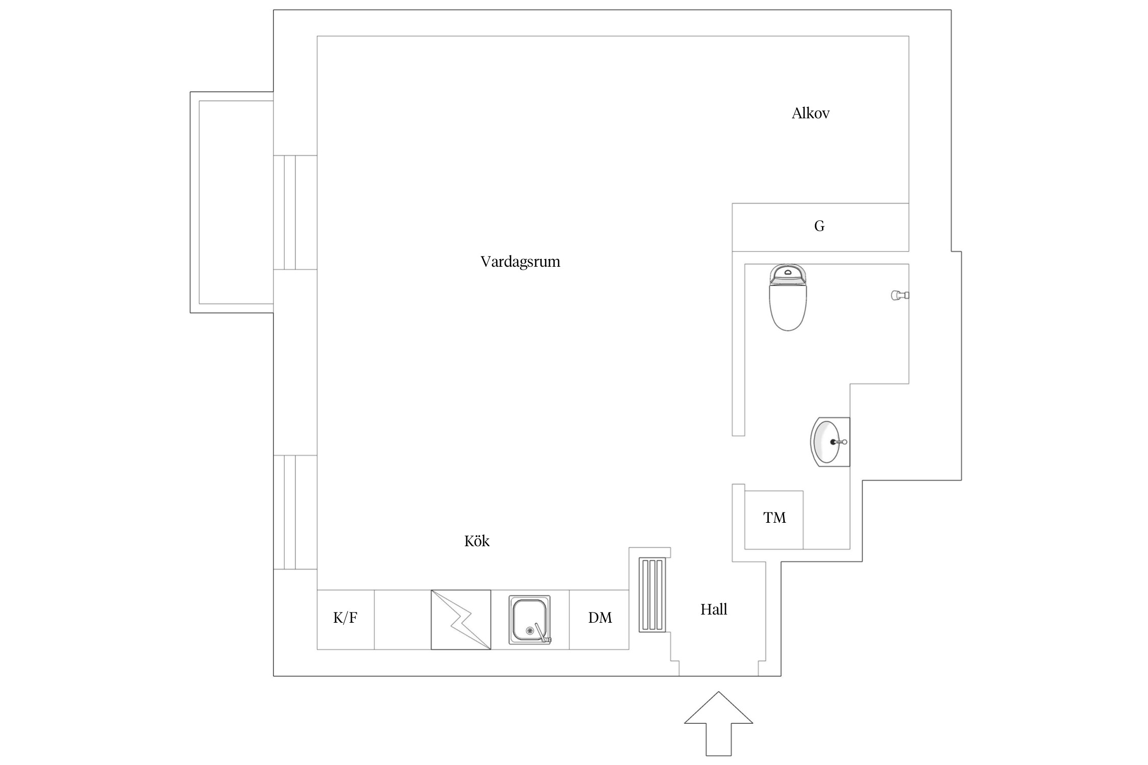 plan studio 46m2