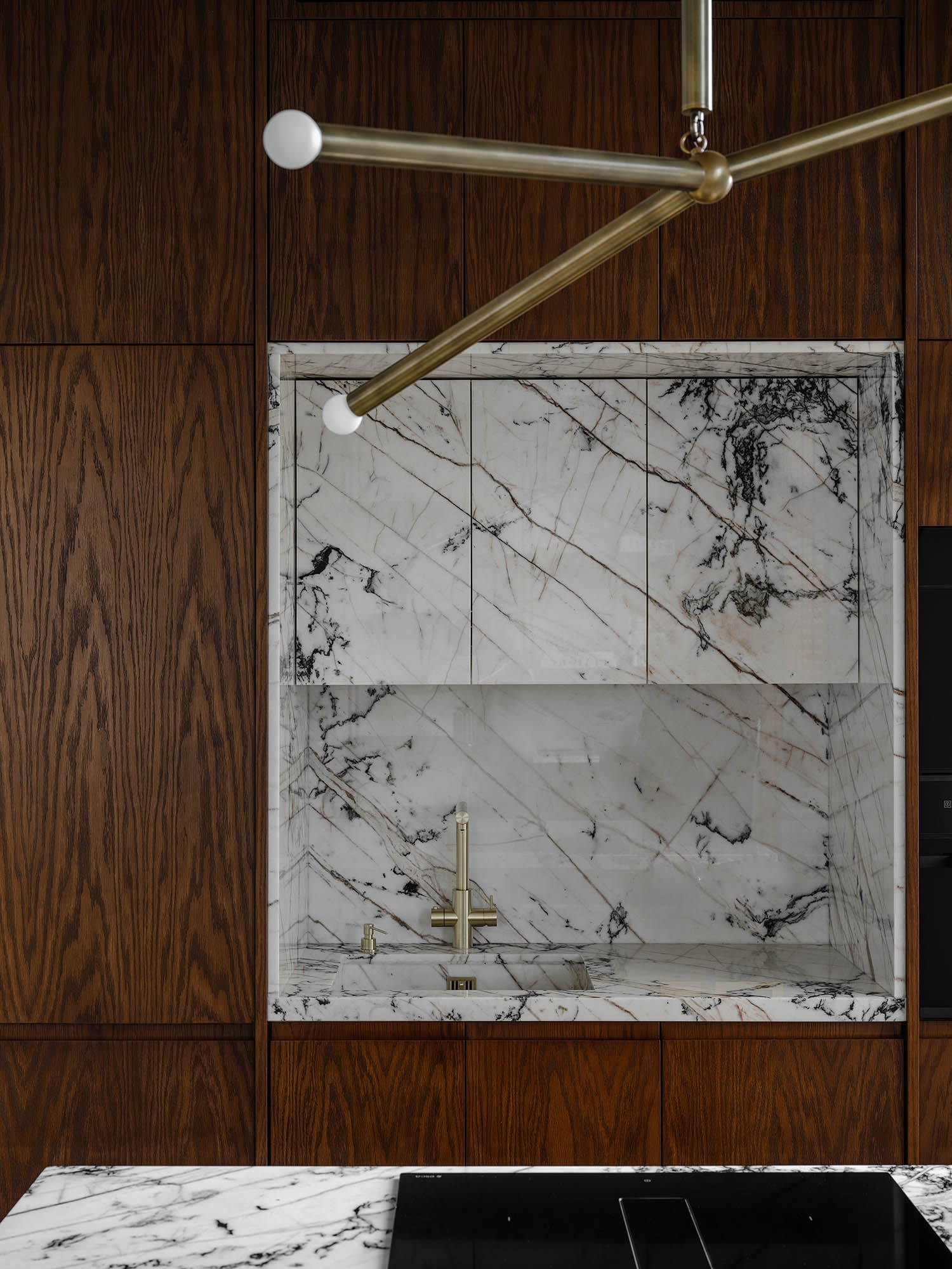 cuisine design marbre et bois