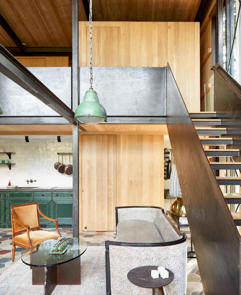 salon avec escalier maison architecte Jewell Box par Mell Lawrence Architects salon avec escalier maison architecte Jewell Box par Mell Lawrence Architects