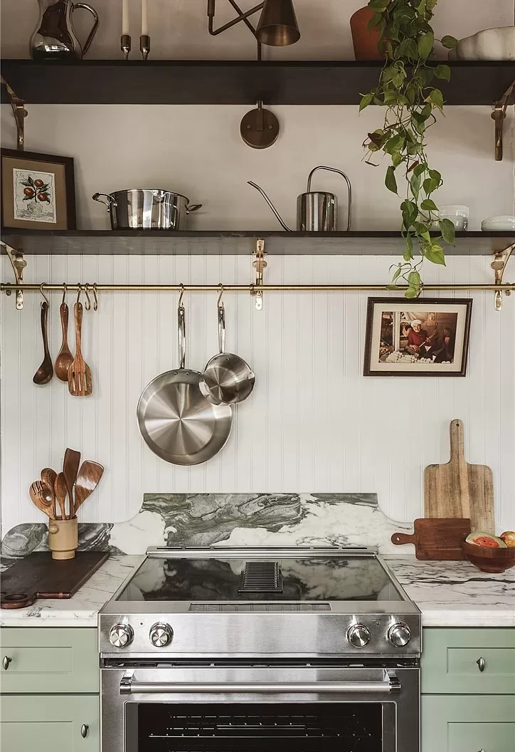 cuisine vert sauge décoration vintage et rustique